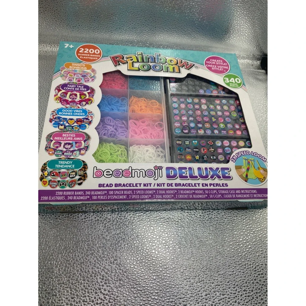 Rainbow Loom Beadmoji Deluxe Bead Bracelet Kit 2200 Rubber Bands 340 Beads New